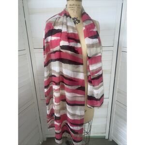 Calvin Klein Scarf Women Pink White Black Block Curves Wrap Sheer Rectangle